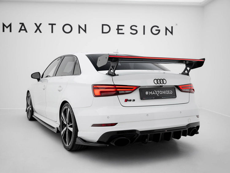 Carbon Spoiler With External Brackets Uprights + LED Audi A3 / A3 S-Line / S3 / RS3 Sedan 8V / 8V Facelift - Wayside Performance 