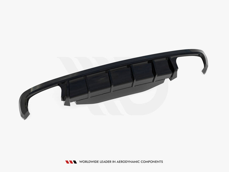 Maxton Design rear valance V.2 for Skoda Superb Mk3 liftback and combi, body styling part in black with aerodynamic design.