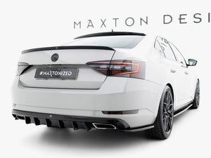 Maxton Design rear side splitters V.3 for Skoda Superb Mk3 liftback and combi, body styling accessories, black aerodynamic design