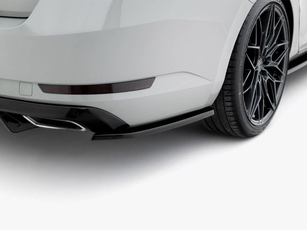 Maxton Design Rear Side Splitters V.3 for Skoda Superb Mk3 liftback and combi, body styling accessories with sleek black finish