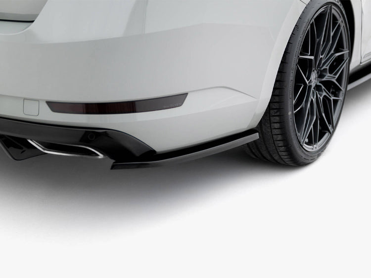 Maxton Design Rear Side Splitters V.3 for Skoda Superb Mk3 liftback and combi, body styling accessories with sleek black finish