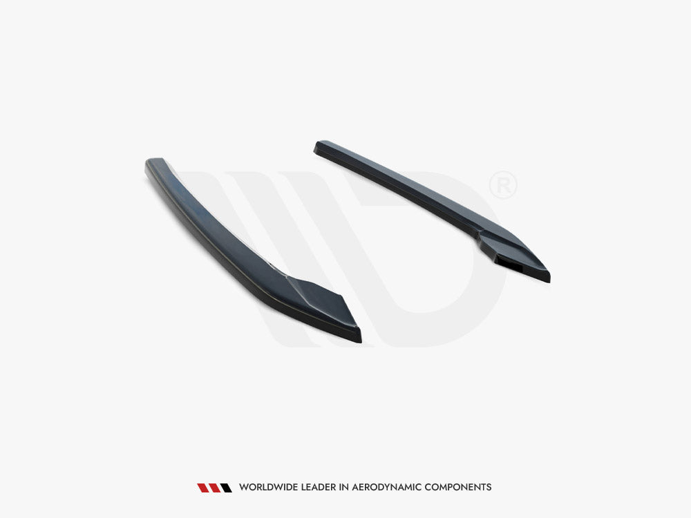 Maxton Design rear side splitters for Skoda Superb Mk3 liftback and combi, front and side view of body styling accessories.
