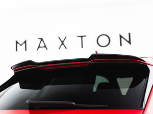 Maxton Design Audi RSQ8 Mk1 facelift upper spoiler cap, black aerodynamic car accessory for sporty styling.