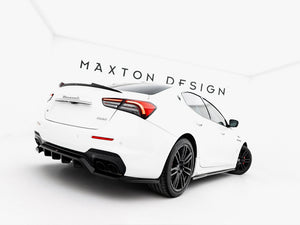 MASTON® DESIGN spoiler cap for Maserati Ghibli Mk3, showing sleek aerodynamic design in black with mounting details