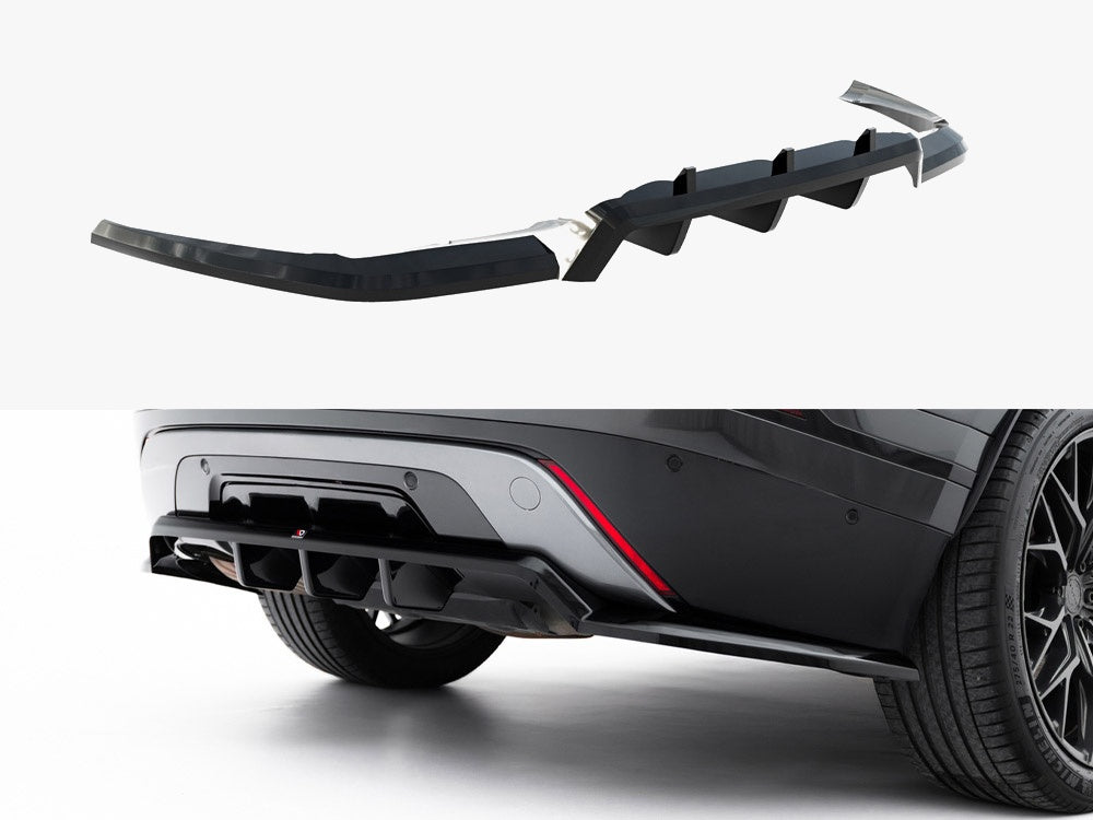 Maxton Design rear splitter with vertical bars for Land Rover Range Rover Velar R-Dynamic Mk1, body and styling accessory.