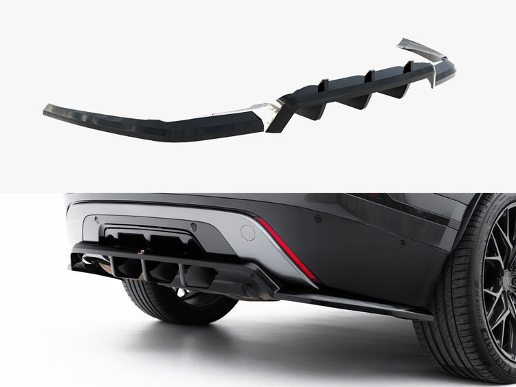Maxton Design rear splitter with vertical bars for Land Rover Range Rover Velar R-Dynamic Mk1, body and styling accessory.