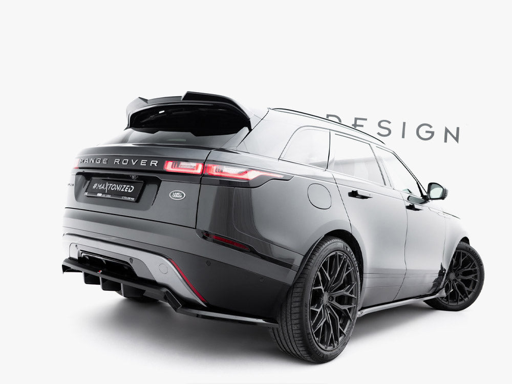 Maxton Rear Splitter V.2 with vertical bars installed on a Land Rover Range Rover Velar R-Dynamic Mk1, part of MAXTON® DESIGN body styling.