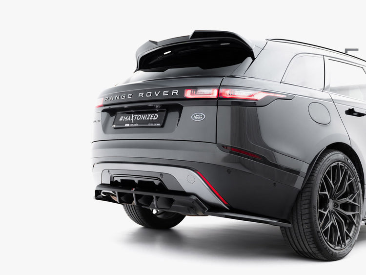 Maxton Design rear splitter with vertical bars for Land Rover Range Rover Velar R-Dynamic Mk1, body and styling accessory.