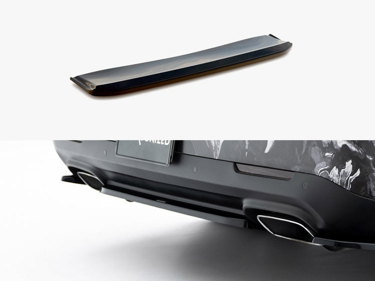 Maxton Design Dodge Challenger GT Mk3 facelift rear splitter, black body styling part, mounted on sporty car with aerodynamic details.