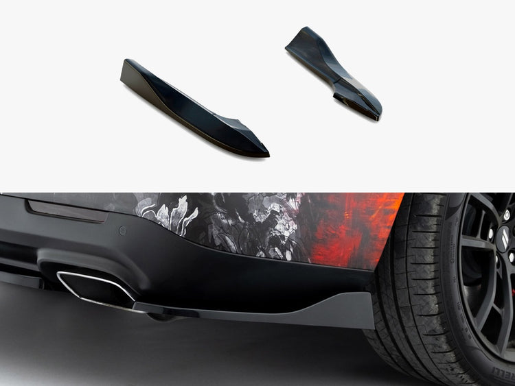 Maxton Design rear side splitters for Dodge Challenger GT Mk3 Facelift, body styling accessories in black with aerodynamic design.