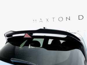 Maxton Design Spoiler Extension V2 for Hyundai i30 N MK3 hatchback, body styling accessory, shown on car with sporty rear profile.