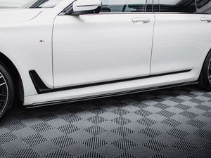 Maxton Design BMW 7 Series G11 2015-2018 side skirts and diffusers for M-pack styling, showcasing sleek aerodynamic enhancements.