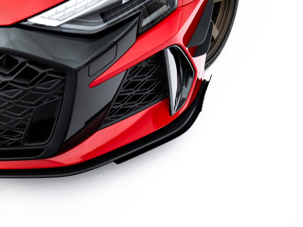 Maxton Design front flaps for Audi RS3 Sportback 8Y Facelift, body styling accessory, shown on car with close-up detail