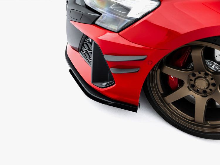 Maxton Design front flaps for Audi RS3 Sportback 8Y facelift, body styling accessories, black aerodynamic car parts.
