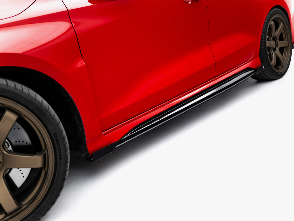 Maxton Design Street PRO side skirt diffusers and flaps for Audi RS3 Sedan 8Y Facelift, black body styling components