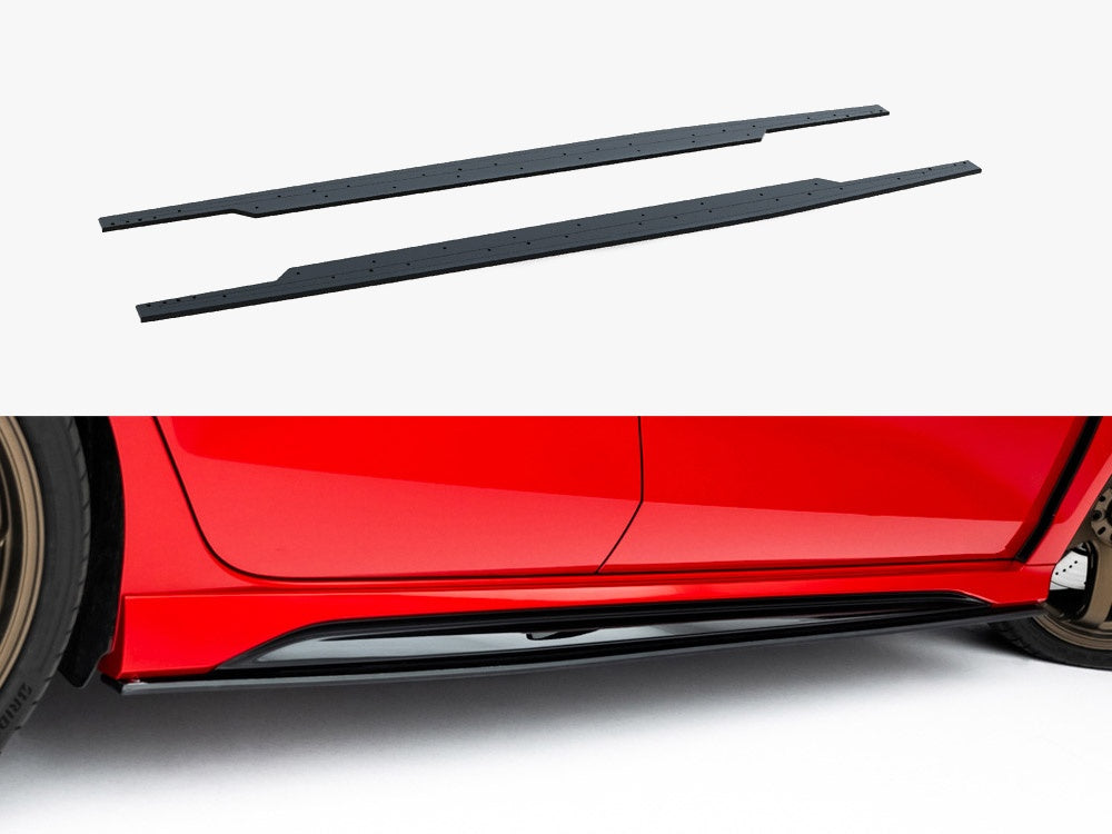Maxton Design Street PRO side skirt diffusers for Audi RS3 Sedan 8Y Facelift, stylish body styling accessory, shown on car side.