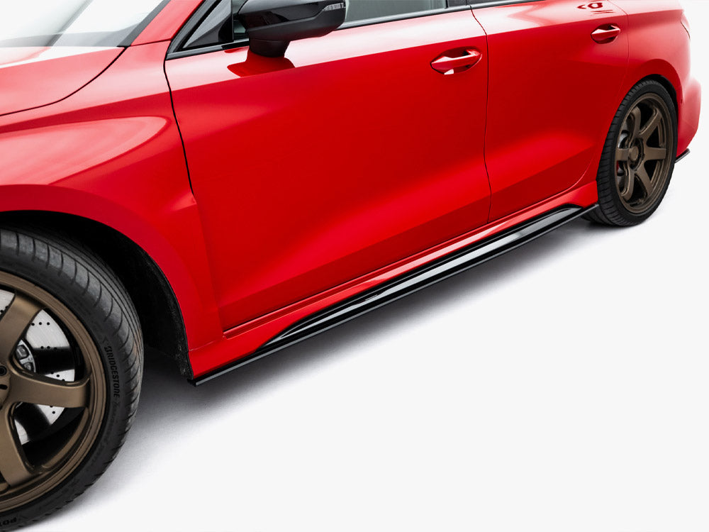 Maxton Design Street PRO side skirt diffusers for Audi RS3 Sedan 8Y Facelift, body styling part in black with aerodynamic design