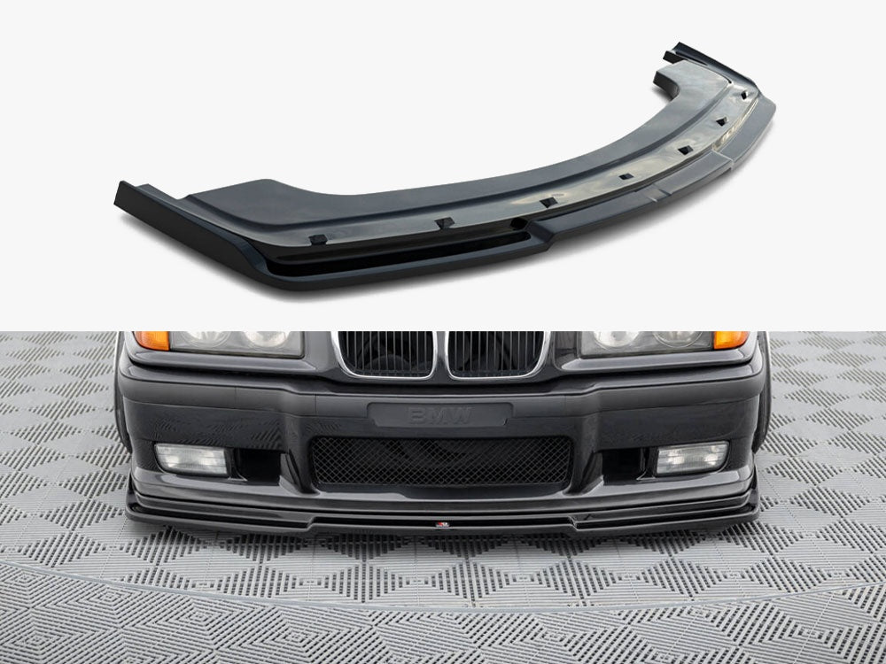 Maxton Design front splitter V.1 for BMW M3 E36 coupe and cabrio, body styling component in black with aerodynamic design.