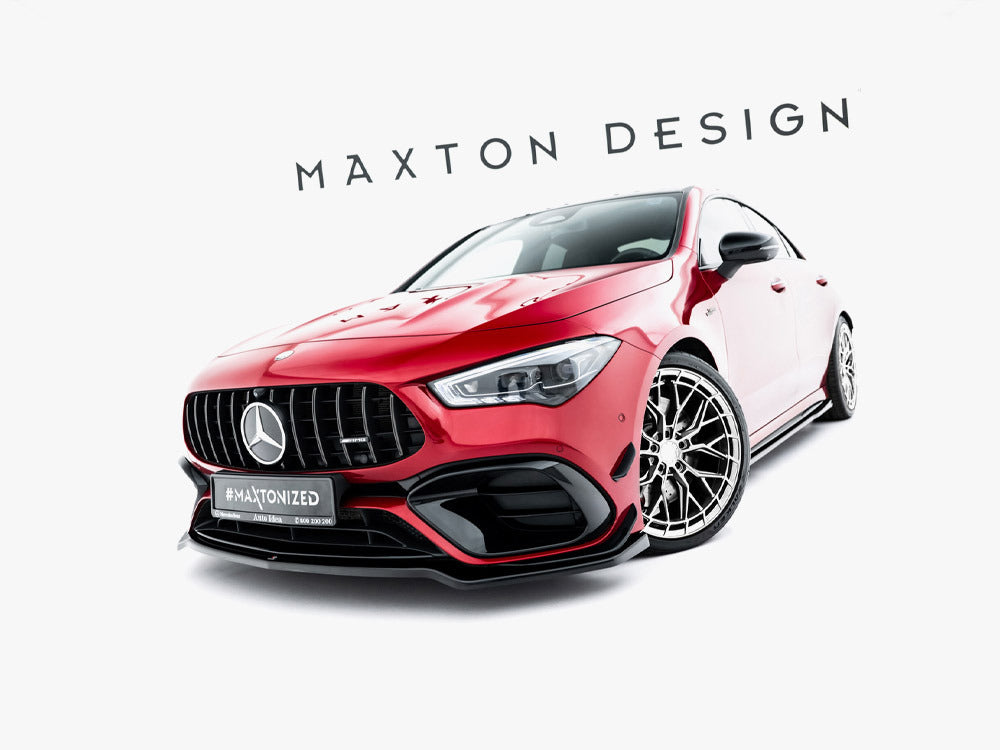 Maxton Design front splitter V.1 for Mercedes-AMG CLA 45 Aero C118 facelift, body styling accessory, black aerodynamic car part