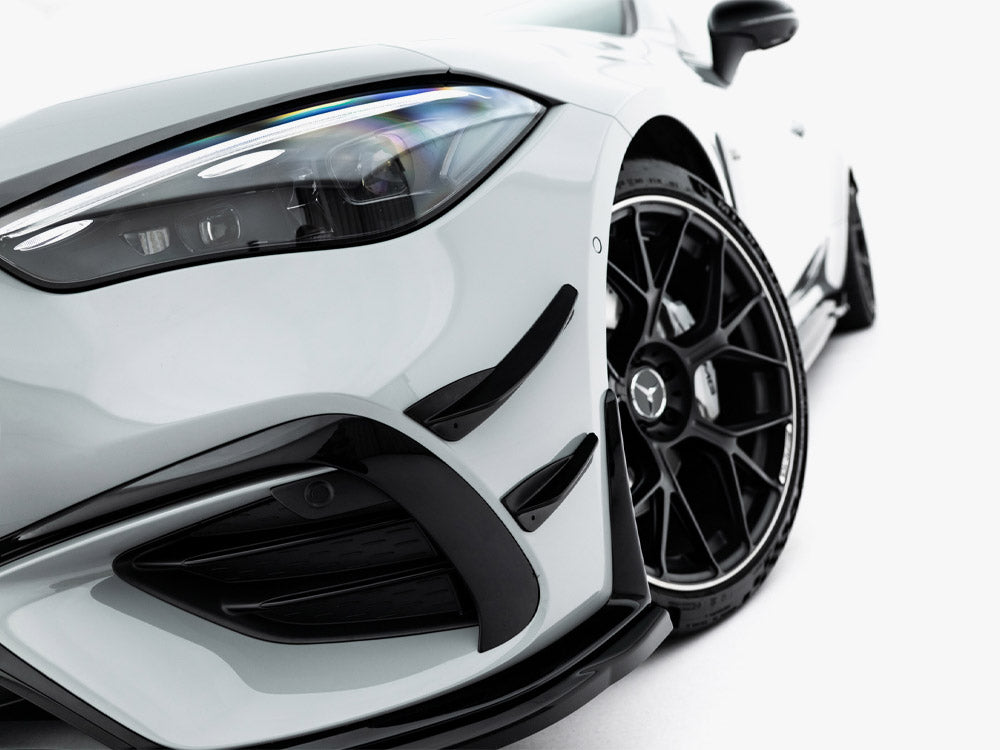 Maxton Design front bumper wings for Mercedes-AMG CLE 53, enhancing aerodynamics and style with sleek canard design.