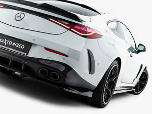 Maxton Design Mercedes-AMG CLE 53 rear splitter with vertical bars, body and styling accessory for enhanced aerodynamics.