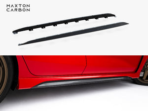 Maxton Design Prepreg Carbon Fiber Side Skirts V.2 for Audi RS3 Sedan/Sportback 8Y Facelift, showcasing sleek aerodynamic body styling.