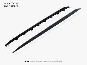 Maxton Design Prepreg Carbon Fiber Side Skirts V.2 for Audi RS3 Sedan and Sportback 8Y, showcasing sleek aerodynamic styling.