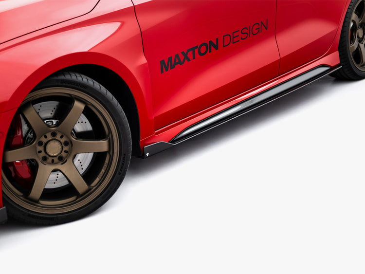 Maxton Design Prepreg carbon fiber side skirts for Audi RS3 Sedan 8Y Facelift, sleek body styling accessory with a lightweight, textured finish.