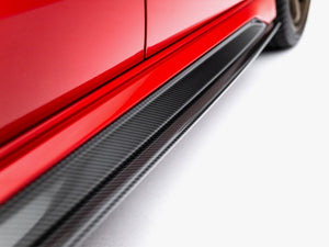 Maxton Design Prepreg carbon fiber side skirts for Audi RS3 Sedan 8Y Facelift, sleek body styling accessory, high-quality material.