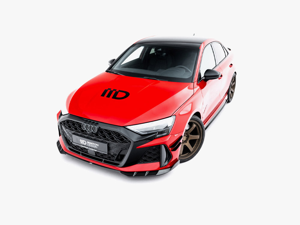 Maxton Design Prepreg Carbon Fiber Front Splitter for Audi RS3 Sedan 8Y Facelift, lightweight aerodynamic body styling accessory