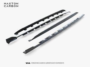 Maxton Design carbon fiber side skirts for Audi RS3 Sedan 8Y Facelift, lightweight body styling accessories with a sleek finish.