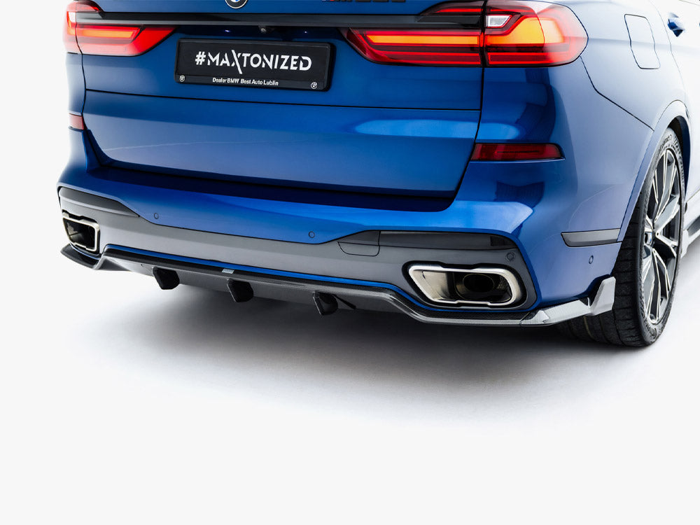 Maxton Design Prepreg Carbon Fiber Rear Diffuser BMW X7 M-Pack G07 / G07 Facelift (version with towbar) - Wayside Performance 