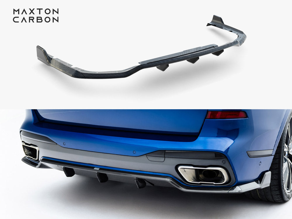Maxton Design Prepreg Carbon Fiber Rear Diffuser BMW X7 M-Pack G07 / G07 Facelift (version with towbar)