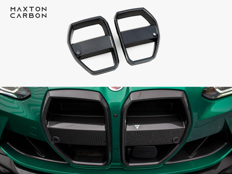 Maxton Design Carbon Fiber Front Grill + License Plate Holder Base BMW M3 G80 / G81 - Wayside Performance 