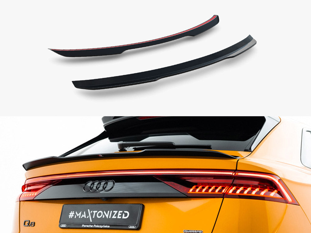 Maxton Design lower spoiler CAP for Audi Q8, Q8 S-Line, and SQ8 Mk1, body and styling part in black with aerodynamic design