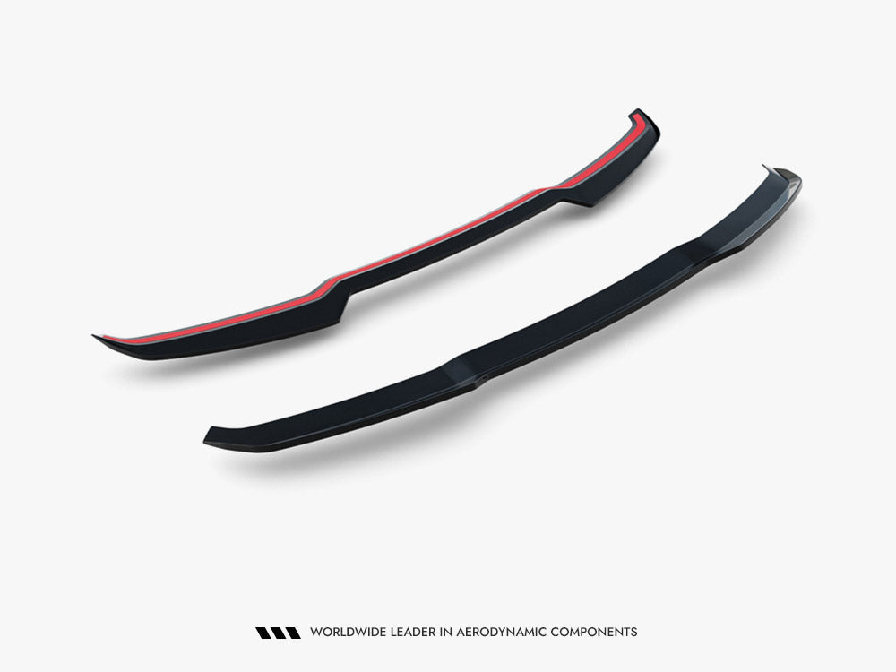 Maxton Design Audi RSQ8 Mk1 Facelift upper spoiler cap, black aerodynamic accessory for sporty SUV appearance.