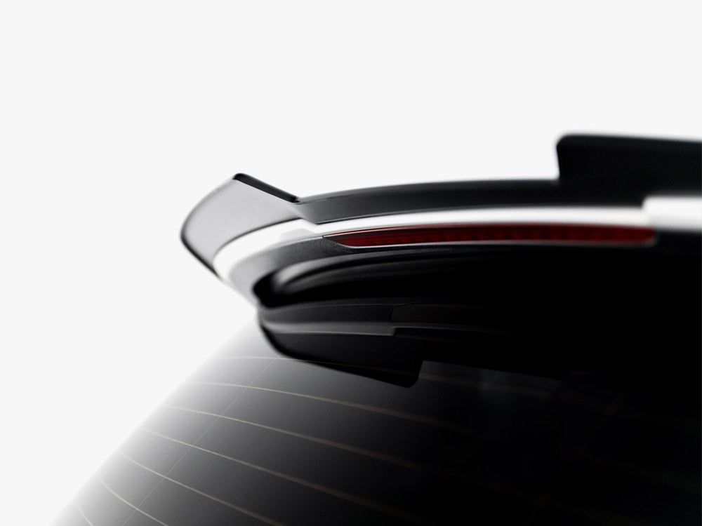 Maxton Design spoiler CAP for Audi SQ5 Q5 S-Line Mk1 body styling, black aerodynamic rear spoiler on a vehicle.