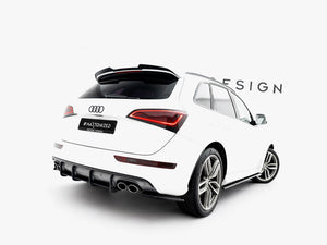 Maxton Design Spoiler CAP for Audi SQ5 and Q5 S-Line Mk1, body styling accessory, in black finish, shown on vehicle.