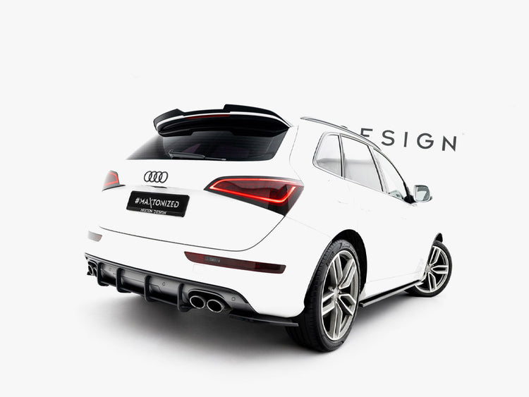 Maxton Design Spoiler CAP for Audi SQ5 and Q5 S-Line Mk1, body styling accessory, in black finish, shown on vehicle.