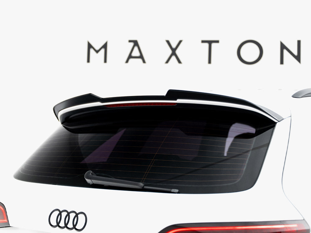 Maxton Design spoiler CAP for Audi SQ5 Q5 S-Line Mk1, black body styling part, visible on car rear with sleek design