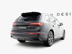 Maxton Design spoiler CAP for Audi SQ7 and Q7 S-Line Mk2, body styling accessory, black aerodynamic rear spoiler.