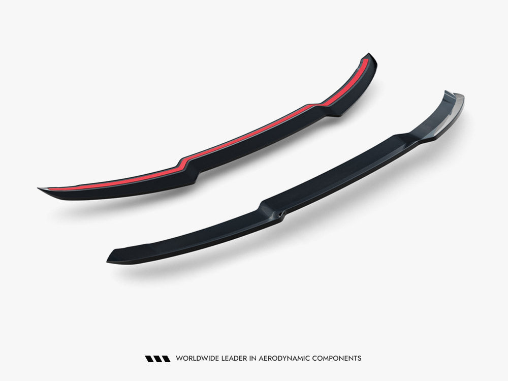 Maxton Design spoiler cap for Audi SQ7 and Q7 S-Line Mk2, body and styling accessory in black with aerodynamic design.