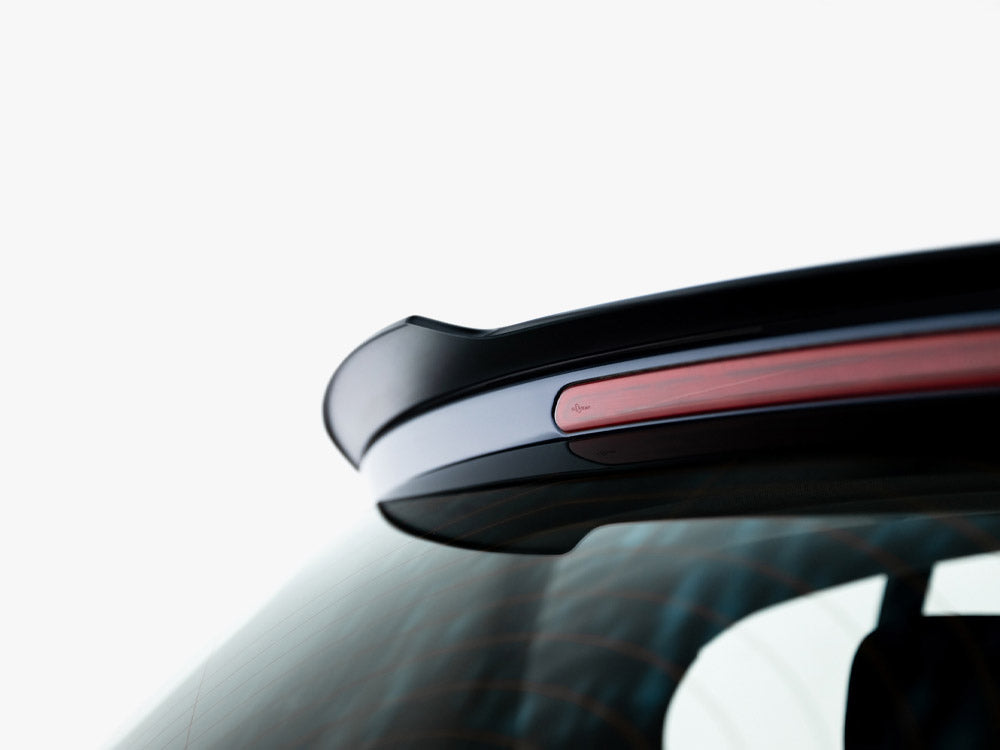 Maxton Design V.2 spoiler cap for BMW 1 Series F20/F21 M Power facelift, body styling accessory, black plastic exterior.