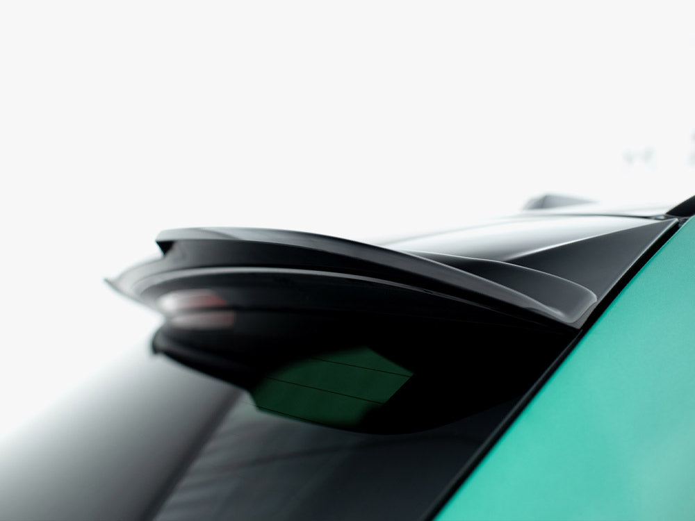 MaxTON® DESIGN spoiler cap for BMW 3 Series Touring G21, showing the sleek black aerodynamic design on a car.