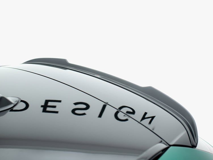 Maxton® Design spoiler cap for BMW 3 Series Touring G21, shown on a vehicle with the spoiler installed in the image.