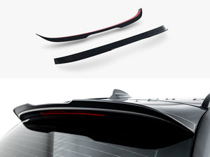 Maxton Design BMW 3 Series E91 spoiler cap, black plastic exterior with mounting points visible, enhances rear aerodynamic look.