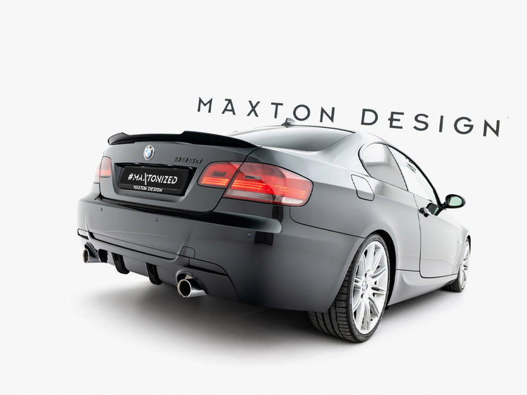 Maxton Design BMW E92 M-Sport spoiler in body and styling, showcasing a sleek carbon fiber finish on a 2006-2013 model.