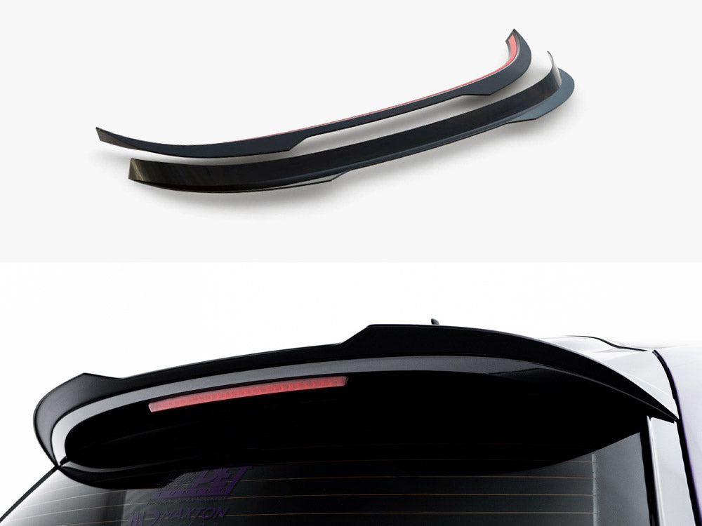 Maxton Design Spoiler CAP V.2 for Volkswagen Scirocco Mk3 shown on a car, featuring sleek aerodynamic styling and black finish.