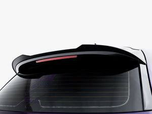 Maxton Design Spoiler CAP V.2 for Volkswagen Scirocco Mk3, black aerodynamic rear spoiler on car, close-up view.