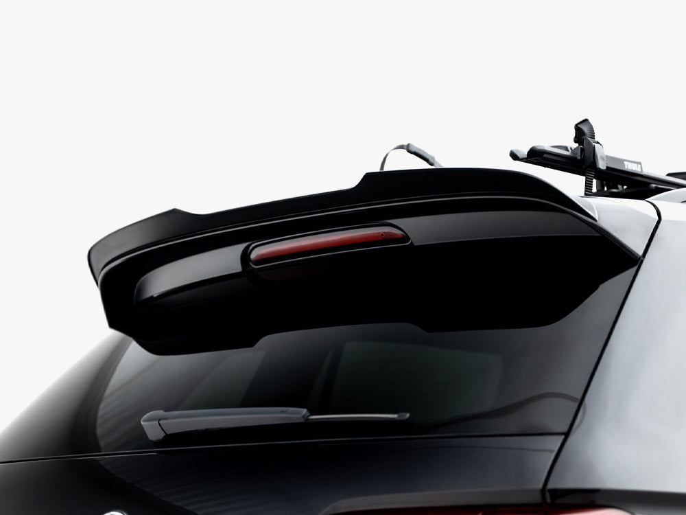 Maxton Design VW Tiguan R/ R-Line MK2 Facelift spoiler cap in black with aerodynamic design, mounted on vehicle rear.